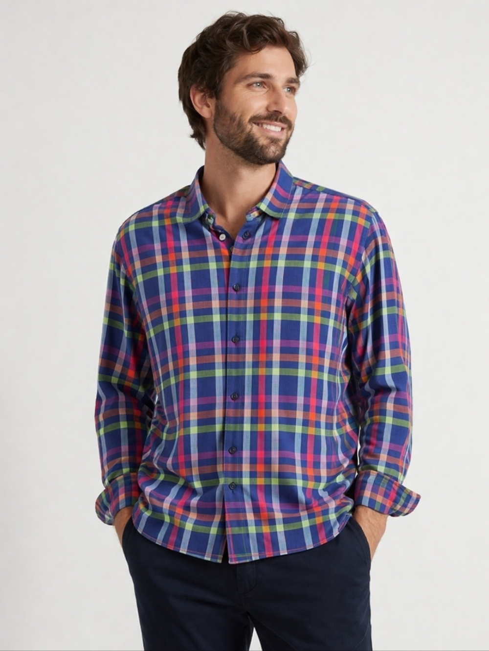 Visconti Men's XXL Multicolored Plaid Long Sleeve Button Down Shirt